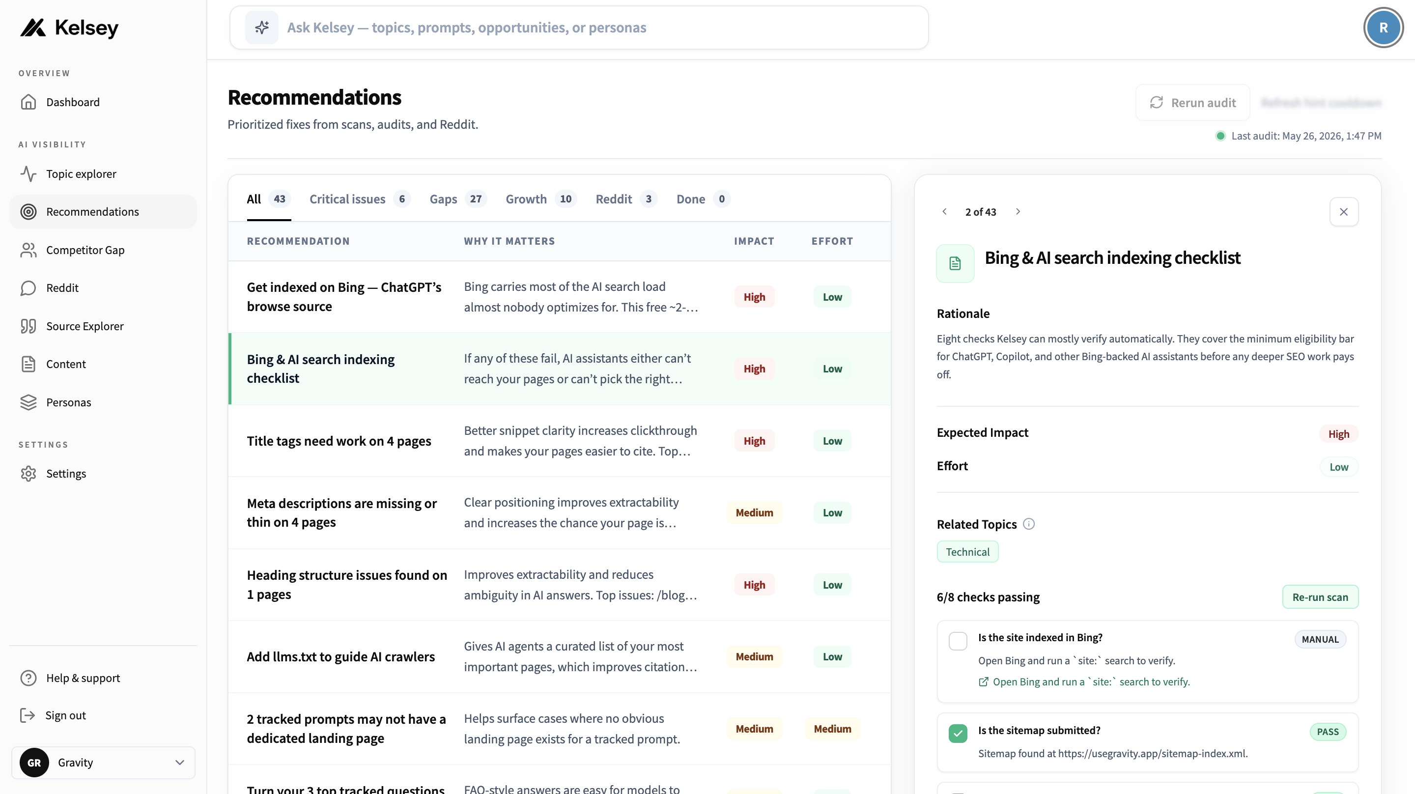 Recommendations feed