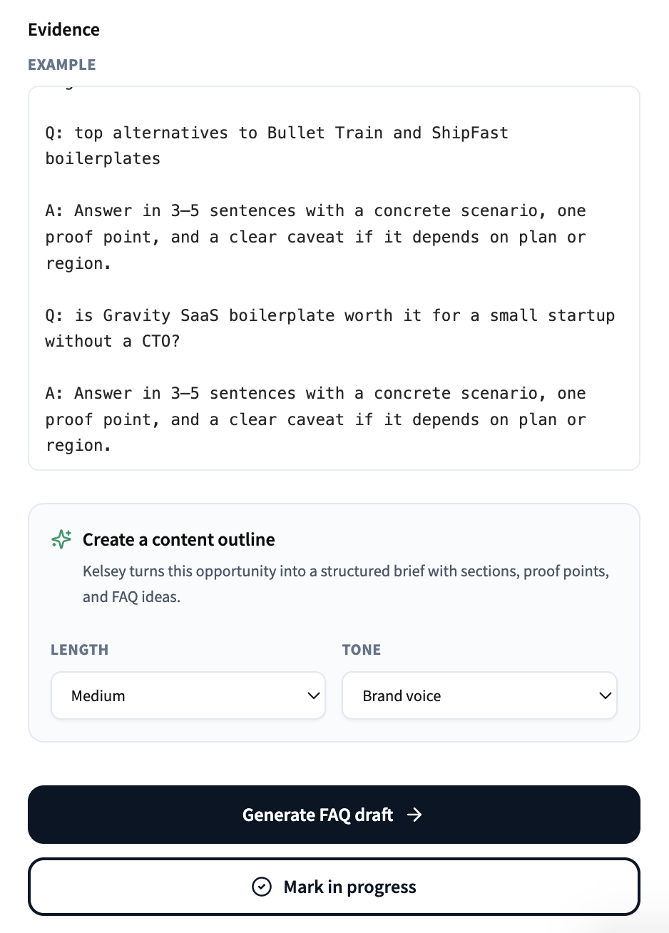Generated content draft