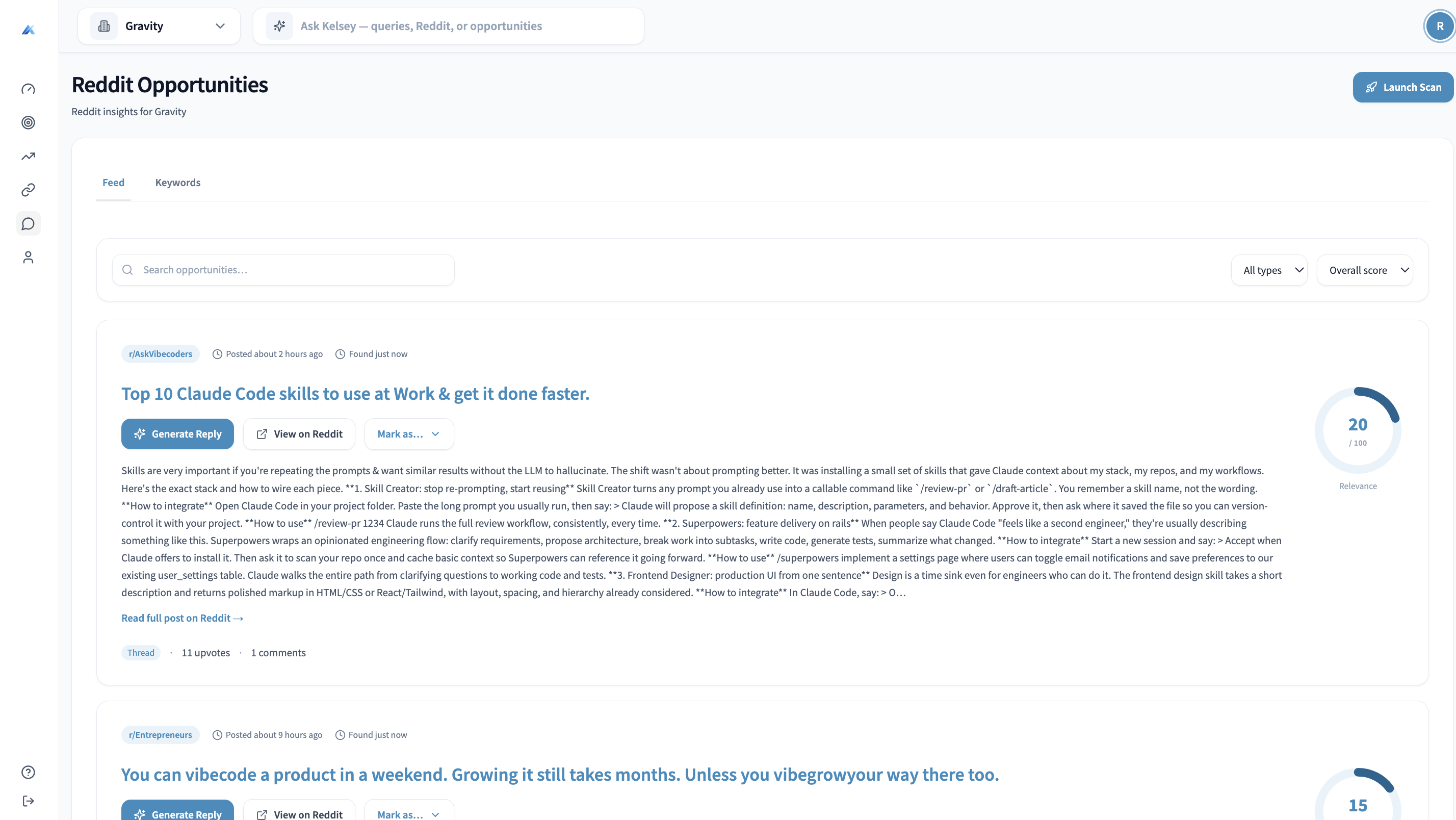 Reddit discovery in Kelsey